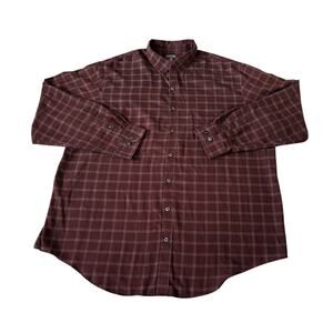 Van Heusen Maroon Checkered Button-Down Mens Size 2XLT